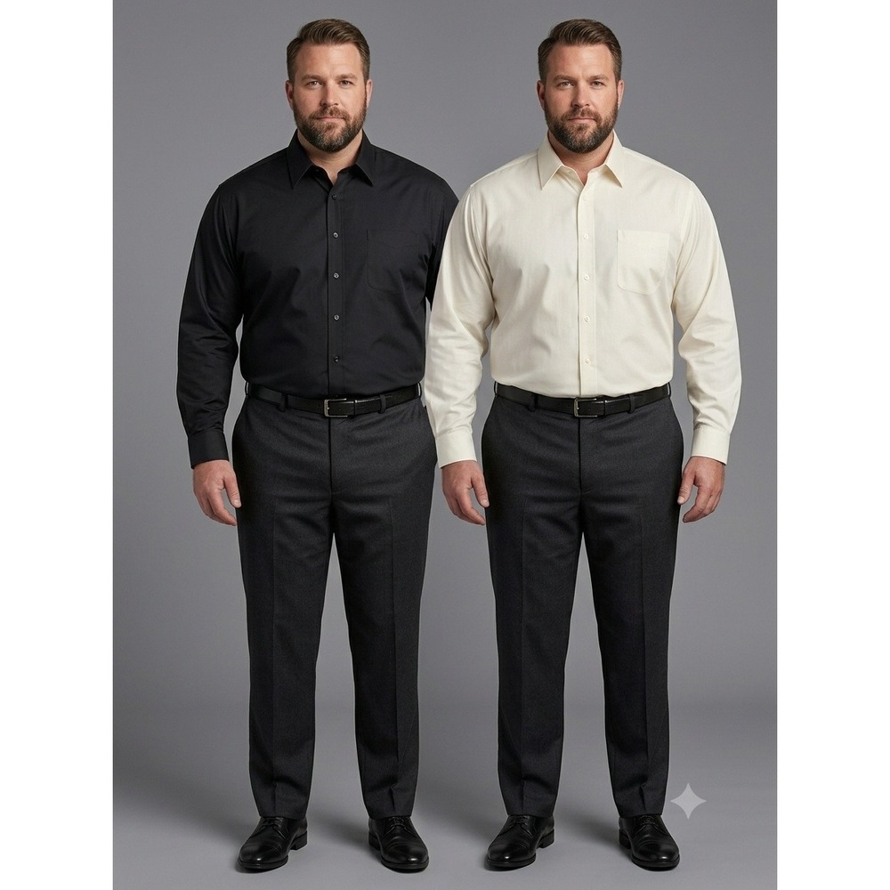 Bundle 2 Jos A‎ Bank Mens Traveler  18-36 Dress Shirts  Black/Ivory Cotton NWT